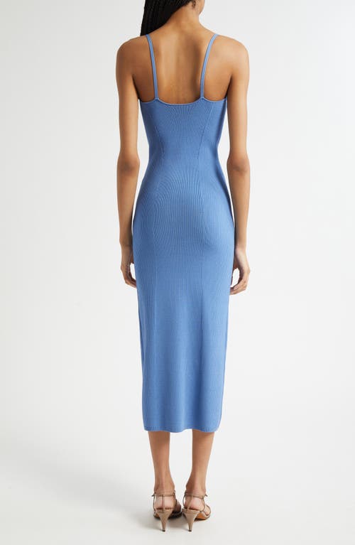 Ramy Brook Sloan Sculpted U-neck Rib Midi Dress In Blue