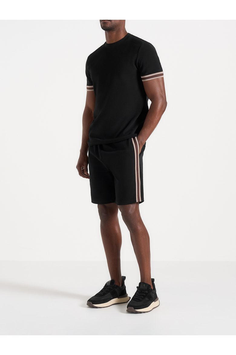 Taylor Taped Cotton Shorts, Alternate, color, Black
