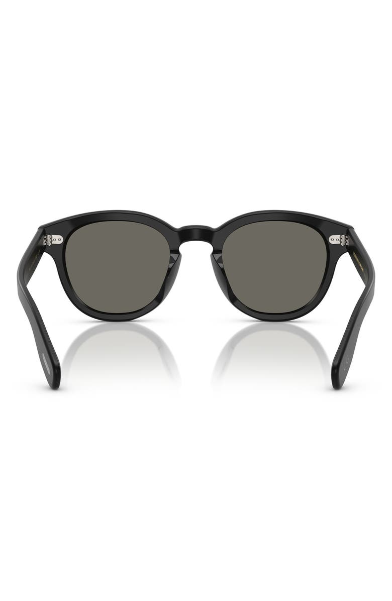 Oliver Peoples 50mm Round Sunglasses, Alternate, color, Semi-Matte Black / Grey