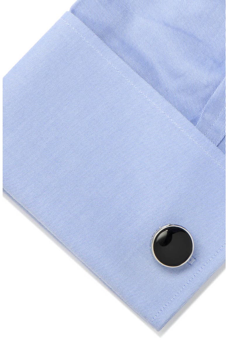 I Love You Onyx Cuff Links, Alternate, color, BLACK