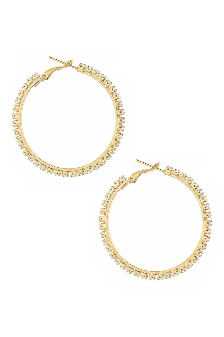 Cubic Zirconia Hoop Earrings, Alternate, color, GOLD