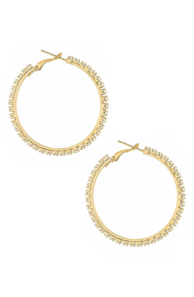 Ettika Cubic Zirconia Hoop Earrings, Alternate, color, Gold