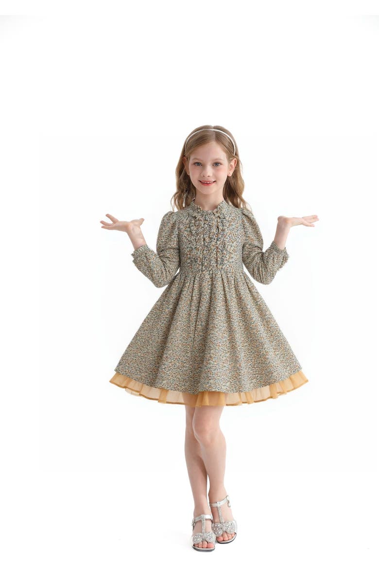 Sweet Cactus Floral Layered Dress, Alternate, color, Green