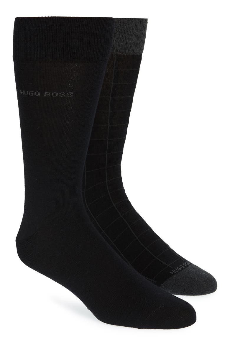 2-Pack Wool Blend Socks, Main, color, BLACK