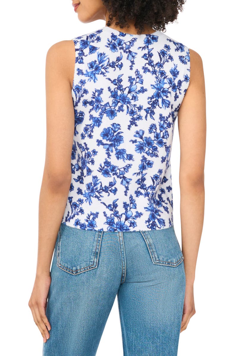 CeCe Floral Sleeveless Sweater, Alternate, color, Light Blue Floral