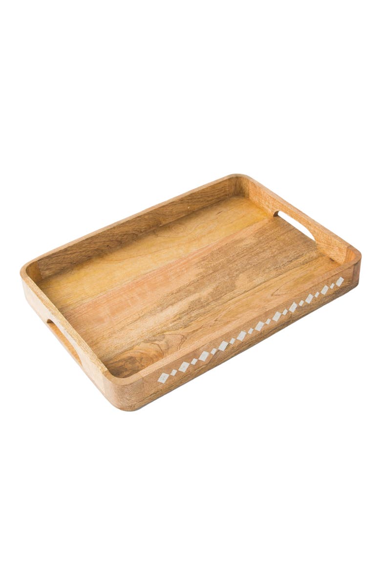 Mela Artisans Artisan's Grace Carved Wooden Large Tray, Alternate, color, Brown