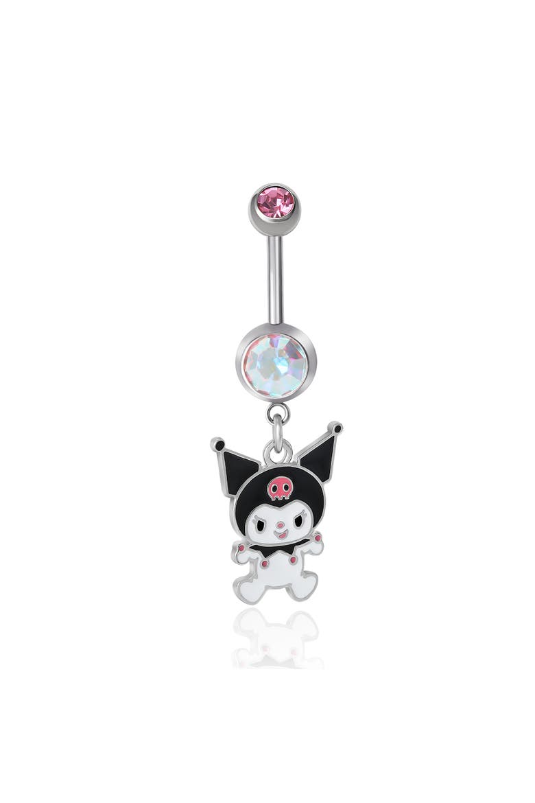 Kuromi Stainless Steel Dangle Belly Button Ring, Main, color, Silver, black, white