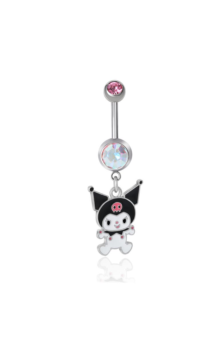 Hello Kitty Kuromi Stainless Steel Dangle Belly Button Ring, Main, color, Silver, Black, White