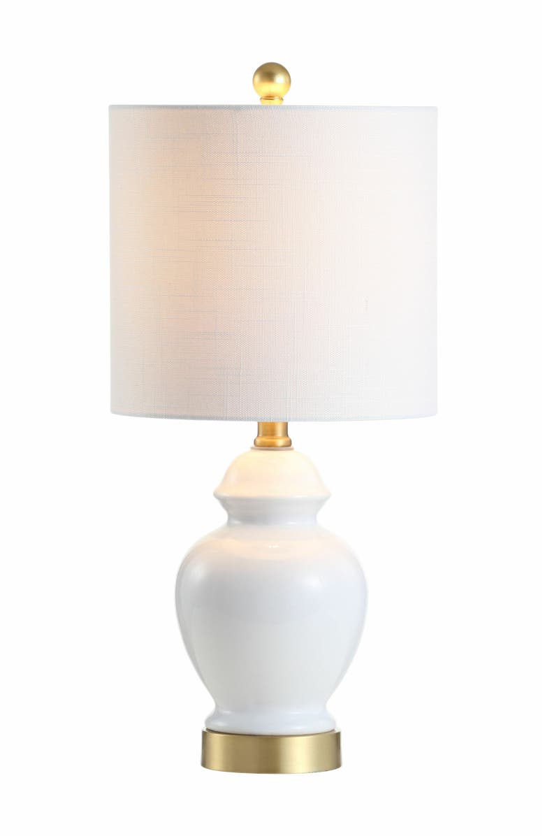 JONATHAN Y Perry Ceramic/Metal LED Table Lamp, Main, color, White
