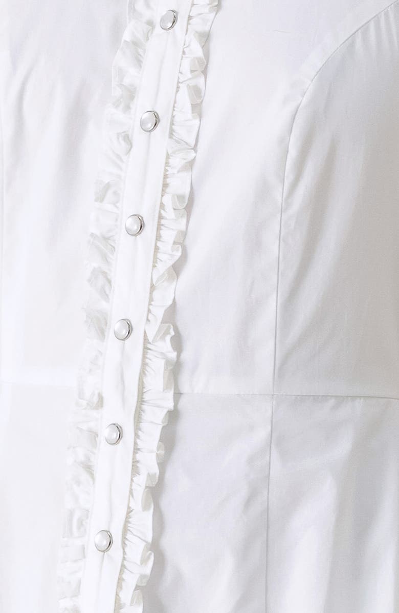 FREEMARKET Ruffle Trim Halter Neck Midi Shirtdress, Alternate, color, White