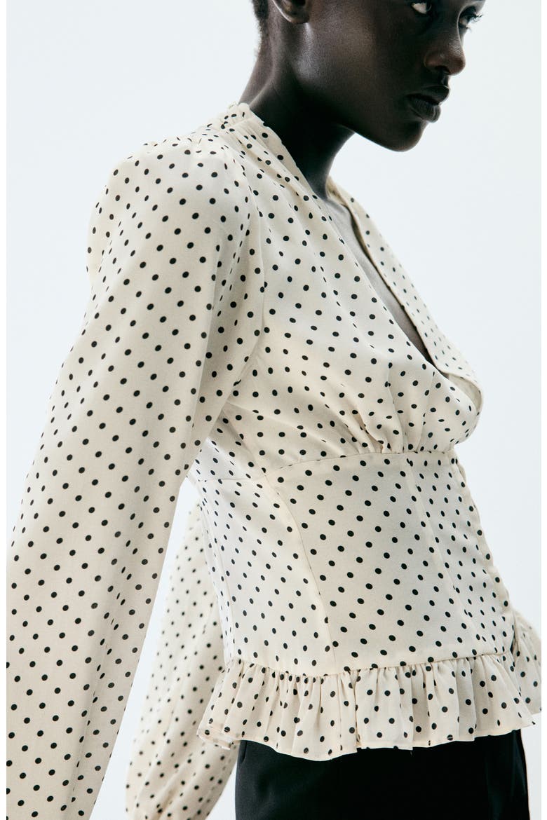 Ruffle V-Neck Top, Alternate, color, OFF WHITE