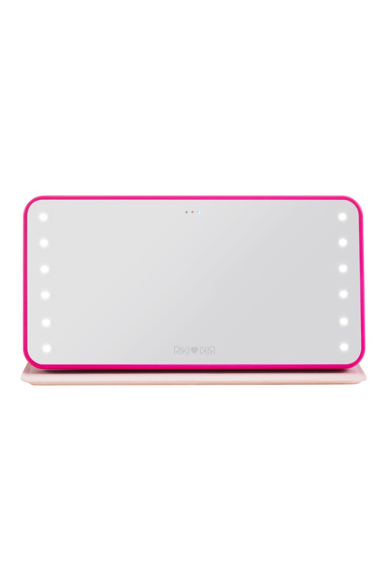 Riki Powerful LED-lighted Mirror & Power Bank, Alternate, color, PINK