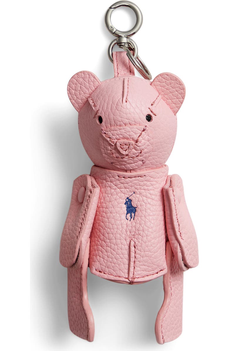 Polo Ralph Lauren Pebble Leather Polo Bear Charm, Main, color, Cotton Candy