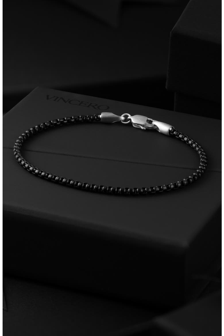 Men's Box Chain Bracelet, Alternate, color, BLACK