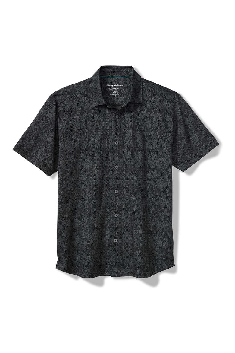 Palm Fresco Tiles IslandZone® Camp Shirt, Main, color, GLASS BOTTLE