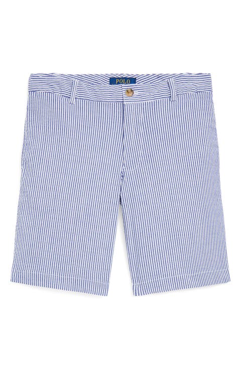 Kids' Pinstripe Flat Front Stretch Cotton Chino Shorts (Big Kid)