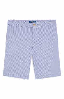 Kids' Pinstripe Flat Front Stretch Cotton Chino Shorts