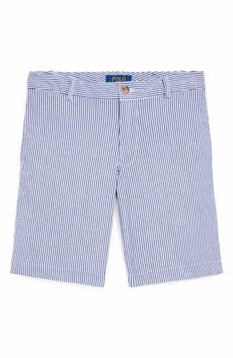 Kids' Pinstripe Flat Front Stretch Cotton Chino Shorts
