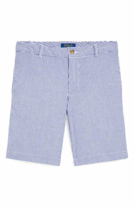 Kids' Pinstripe Flat Front Stretch Cotton Chino Shorts