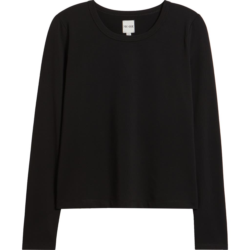 Nic + Zoe Nic+zoe Perfect Knit Long Sleeve Top In Black