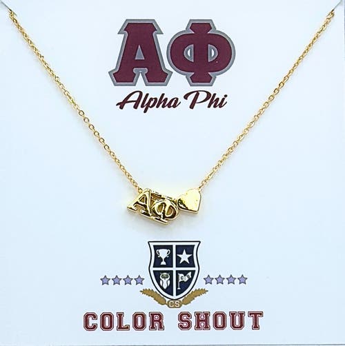 Color Shout Alpha Phi Sorority Gold Heart Necklace in Yellow Gold  product