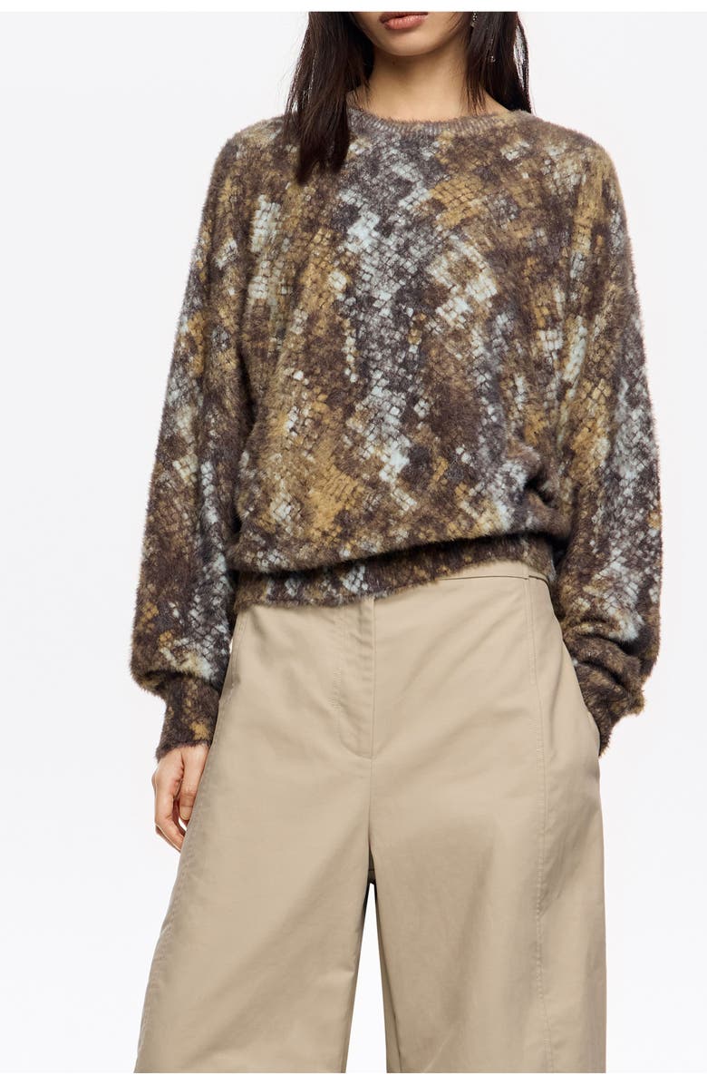Bimba y Lola Snake Fur Balloon Sweater, Main, color, Snake Khaki