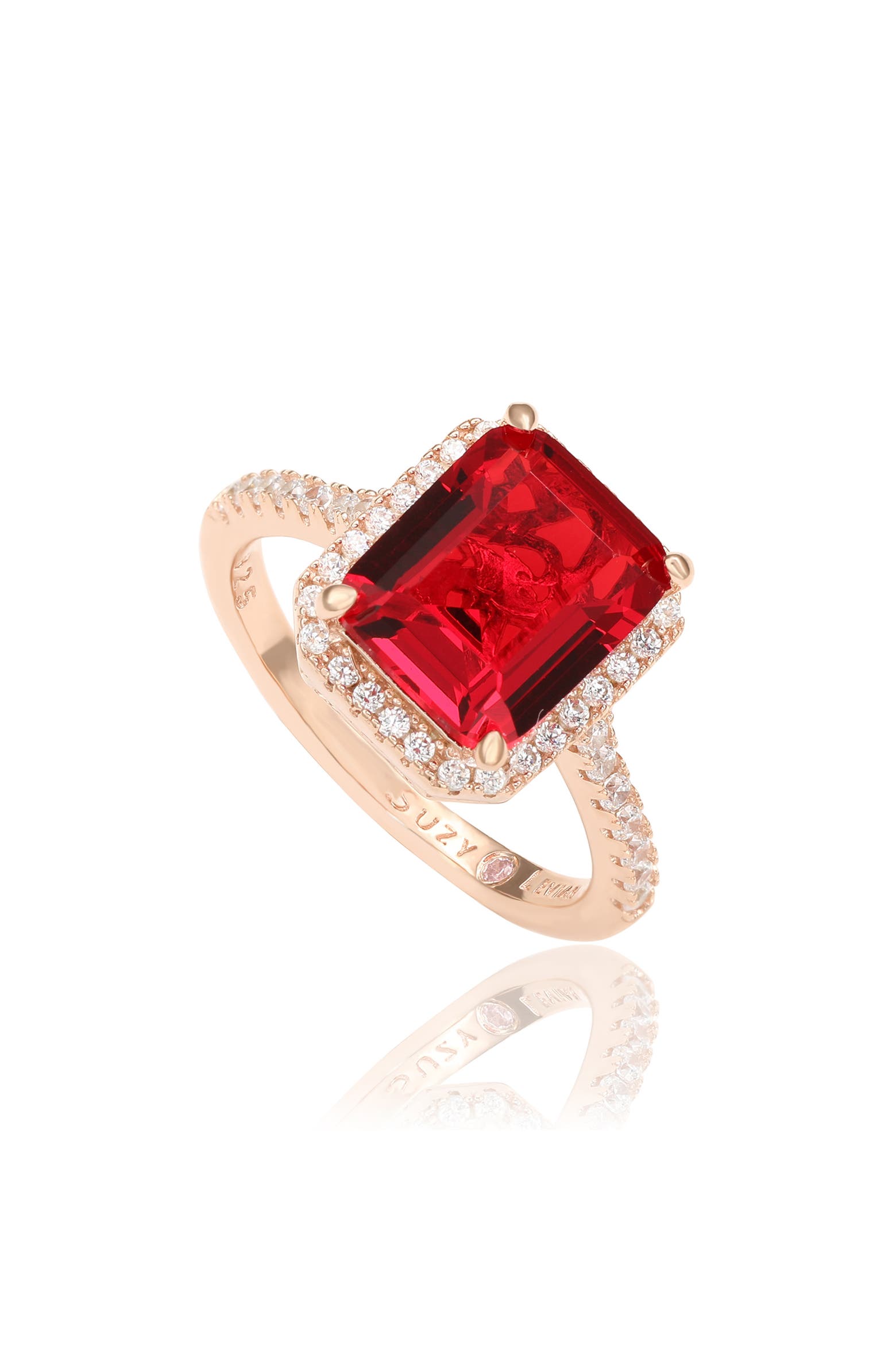 Off White Color Roses SUZY LEVIAN 14K Rose Gold Plated Sterling Silver Red & White Cubic ...