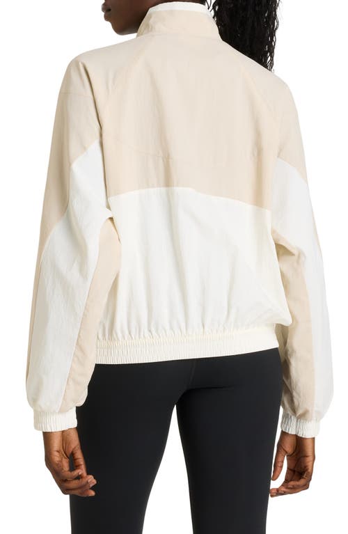 New Balance Oversize Water Resistant Colorblock Nylon Jacket In Neutral