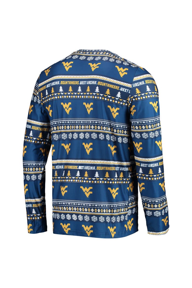 Men's Concepts Sport Navy West Virginia Mountaineers Ugly Sweater Long Sleeve T-Shirt and Pants Sleep Set, Alternate, color, Navy