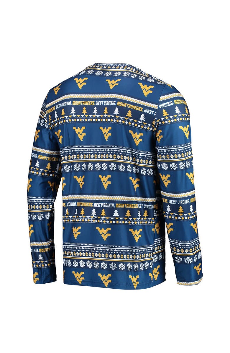 CONCEPTS SPORT Men's Concepts Sport Navy West Virginia Mountaineers Ugly Sweater Long Sleeve T-Shirt and Pants Sleep Set, Alternate, color, Navy
