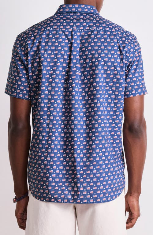 Vineyard Vines Flags & Stars Print Short Sleeve Cotton Button-up Shirt In Blue