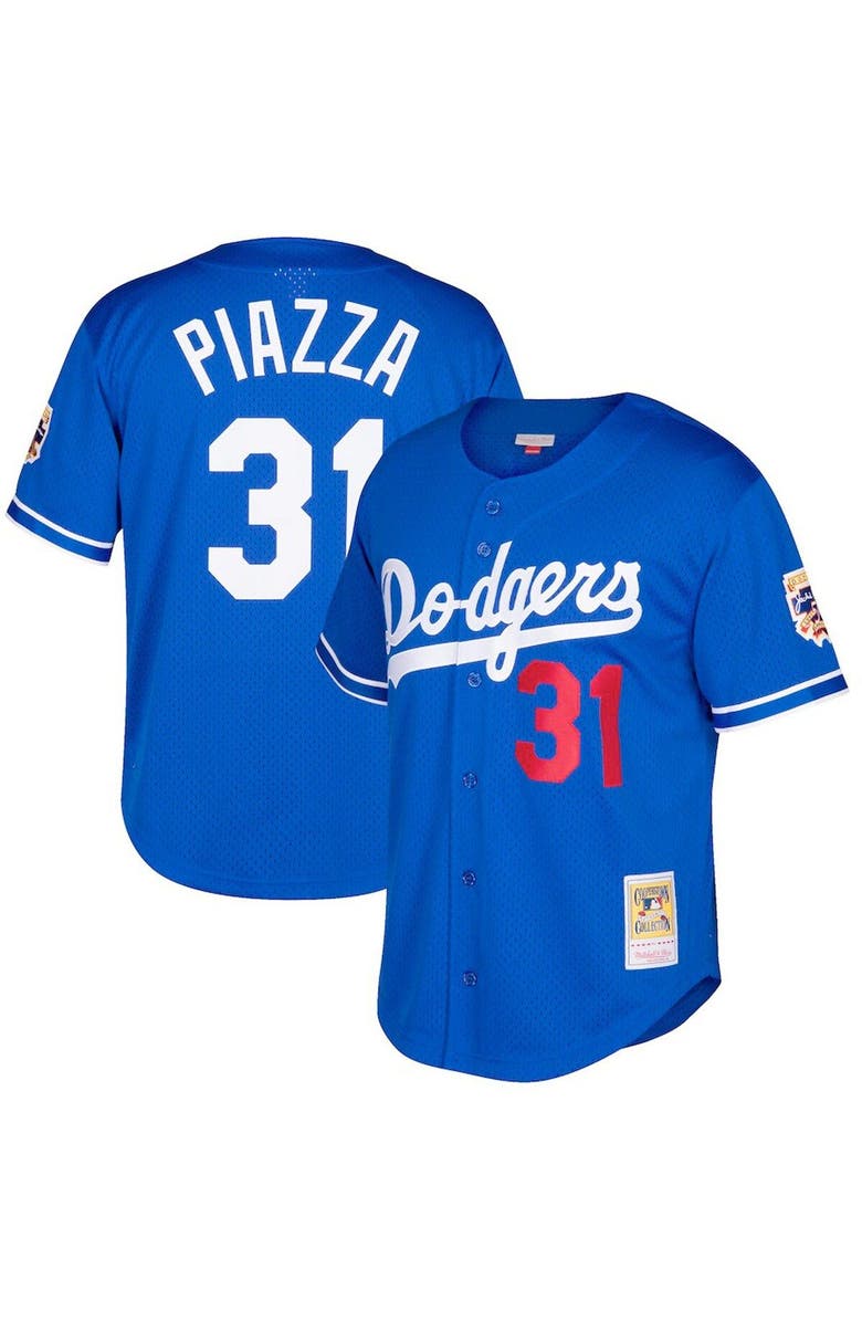 Mitchell & Ness Men's Mitchell & Ness Mike Piazza Royal Los Angeles Dodgers Big & Tall Cooperstown Collection Mesh Button-Up Jersey, Alternate, color,