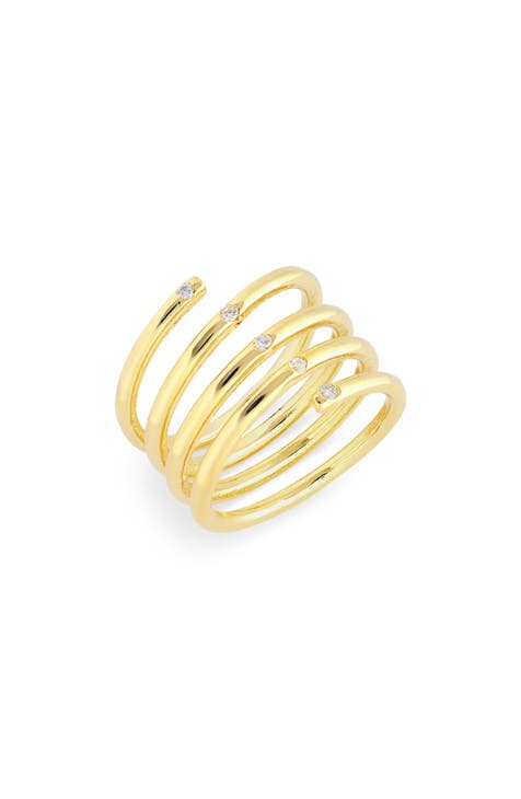 Cubic Zirconia Coil Wrap Ring