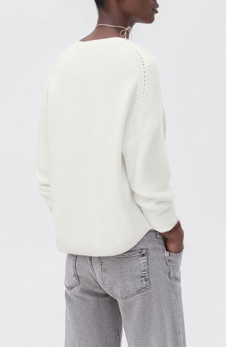 MANGO TEEN Crewneck Crop Sweater, Alternate, color, White