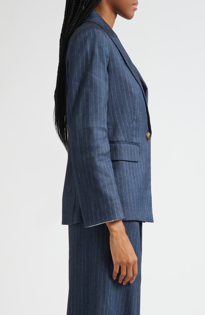 Veronica Beard Obie Pinstripe Linen Blend Dickey Jacket, Alternate, color, Blue Dove