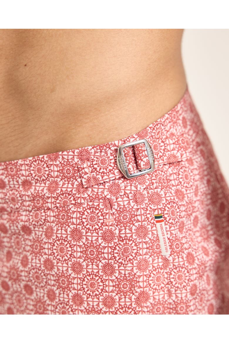 Bulldog Exclusive-Print Mid-Length Swim Shorts, Alternate, color, Dark Ruby