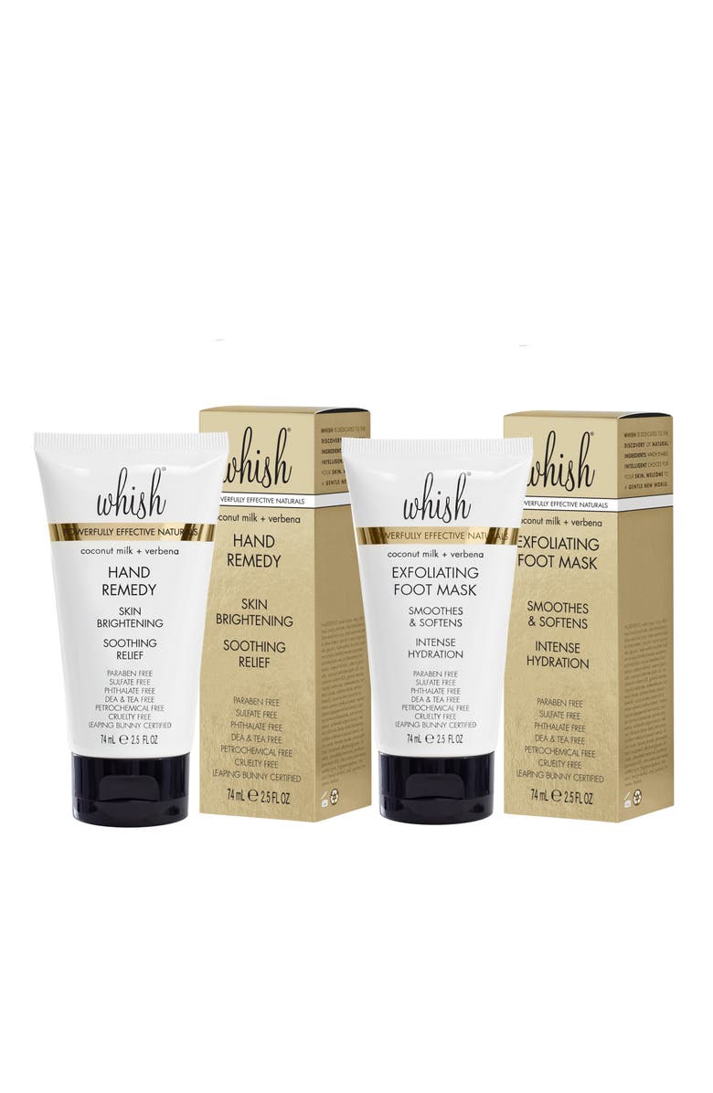 Whish Beauty Coconut Milk + Verbena Exfoliating Foot Mask and Hand Remedy Set, Alternate, color, 