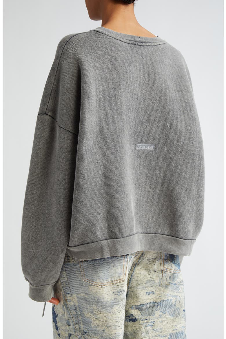 Fester Logo Patch Oversize Cotton Sweatshirt, Alternate, color, FADED BLACK