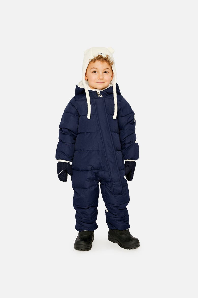 Quilted Fold-Over Mittens One Piece Snowsuit, Alternate, color, Dark Blue