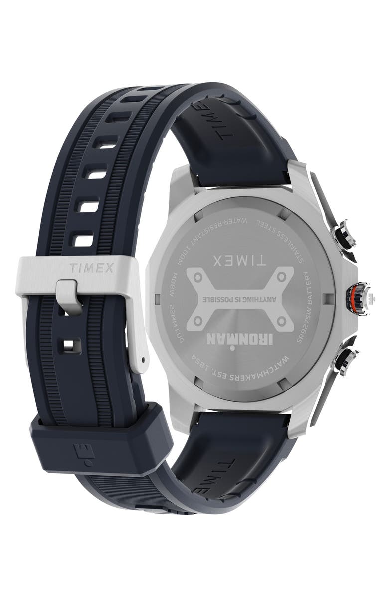 Timex<sup>®</sup> IRONMAN<sup>®</sup> Adrenaline PU Strap Chronograph Watch, 48mm, Alternate, color, Blue
