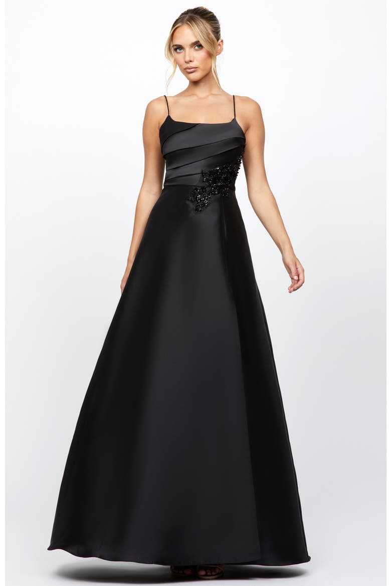 Florence A-Line Gown, Main, color, BLACK