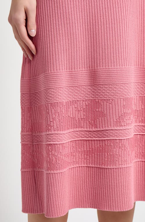 Misook A-line Ribbed Soft Knit Midi Dress In Pink