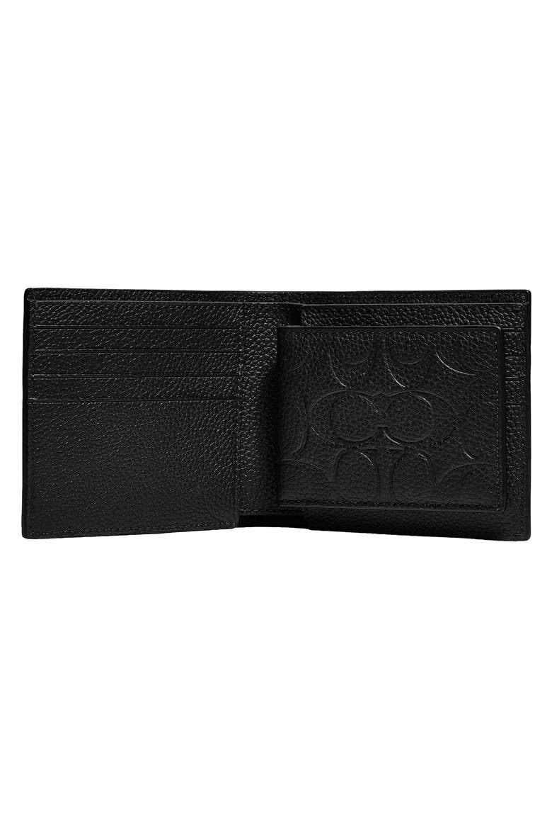 3-in-1 Signature Leather Wallet, Alternate, color, BLACK