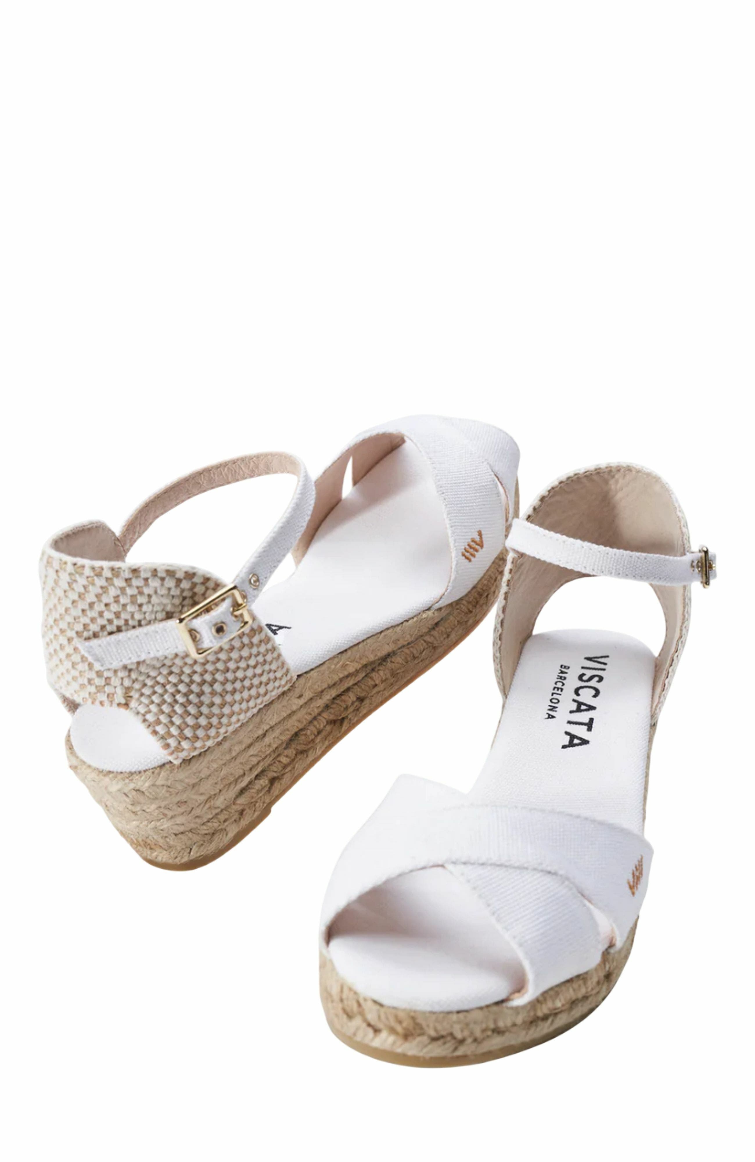 VISCATA Salina Canvas Espadrille Sandal Wedges, Alternate, color, White