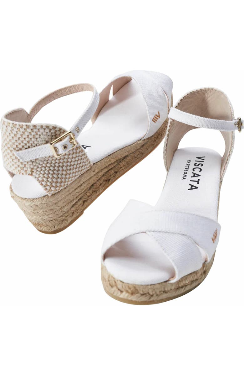 VISCATA Salina Canvas Espadrille Sandal Wedges, Alternate, color, White