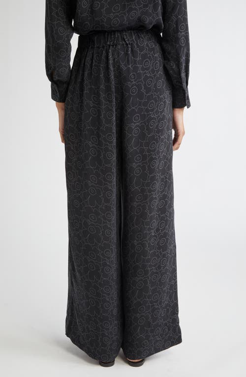 Marimekko Oanet Piirto Unikko Wide Leg Pants In Black