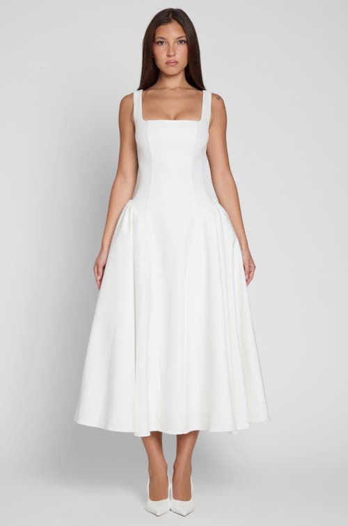 LEAU Chloe Corset Midi Dress in White at Nordstrom, Size Small