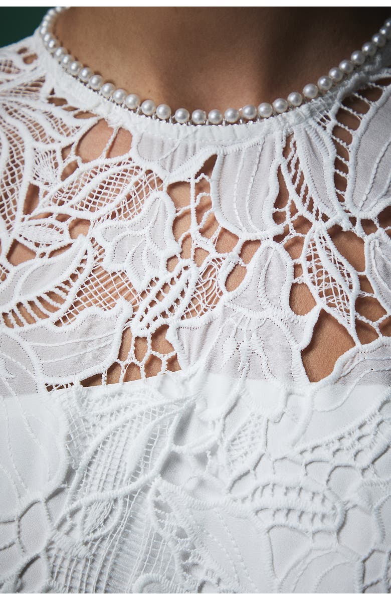 Coast Lisa Lace Top Wide Leg Jumpsuit, Alternate, color, Oyster