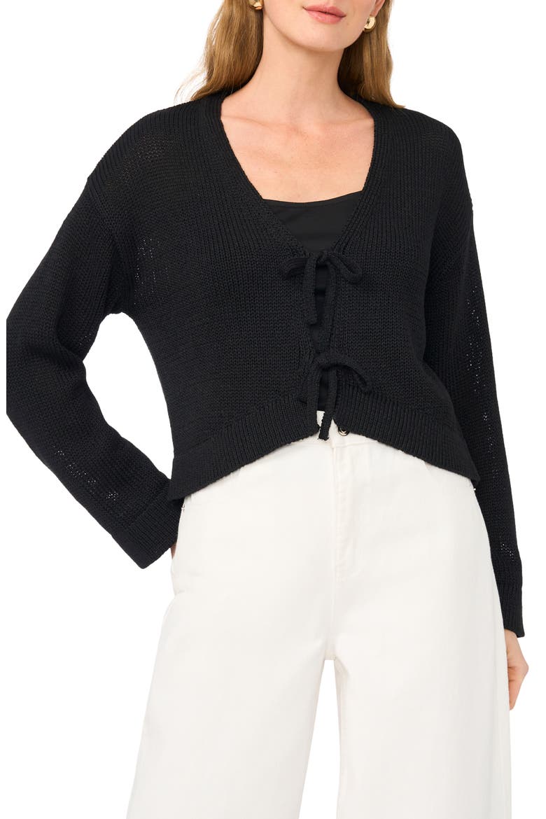 Front Tie Cardigan, Main, color, RICH BLACK