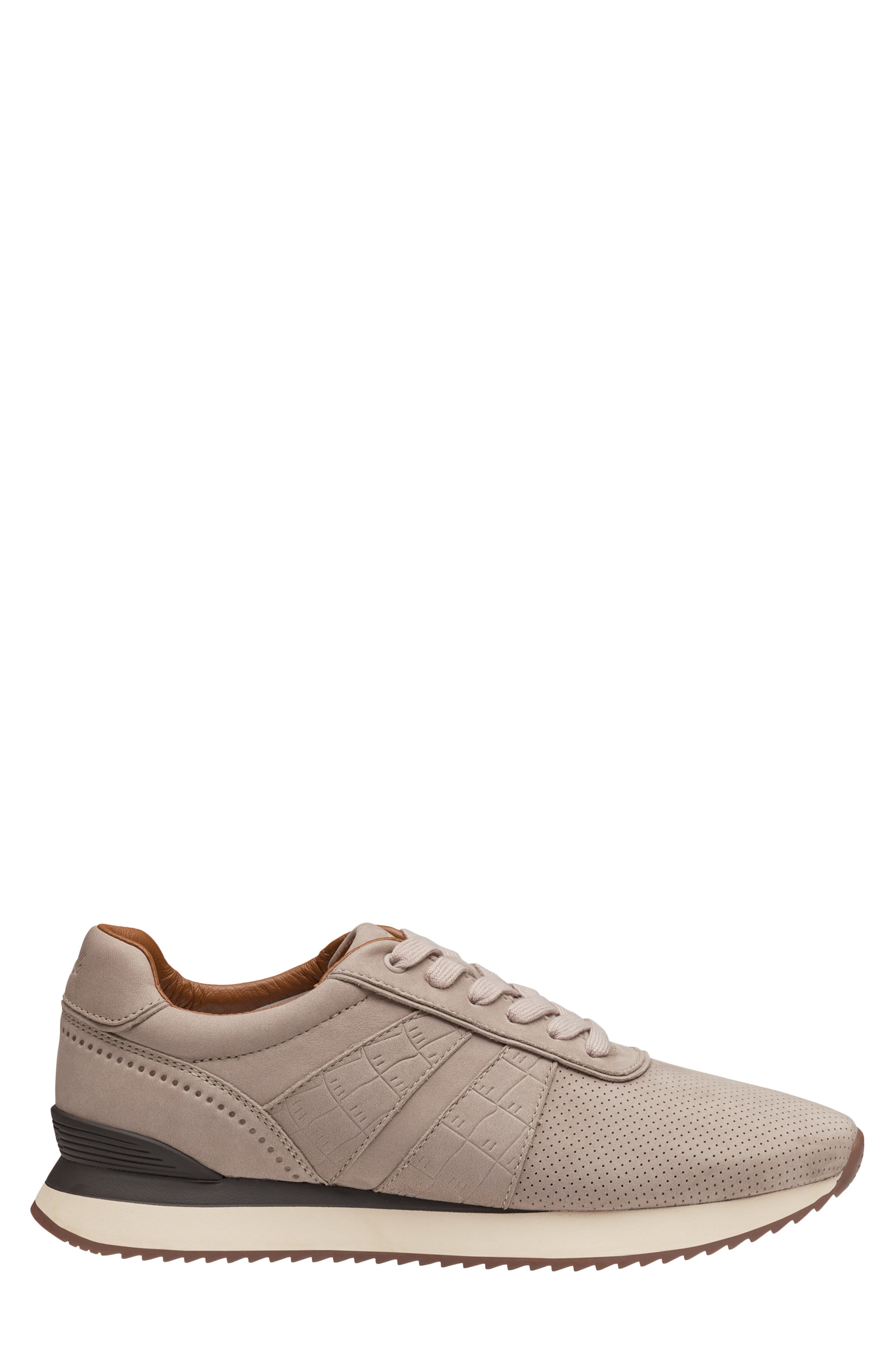 Johnston & Murphy Morgan Sneaker, Alternate, color, Beige Nubuck/ Croc Embossed